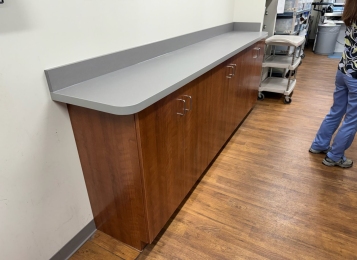 Custom cabinetry at a small pharmacy in the Chester County area.
