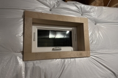 Custom oak basement window trim.